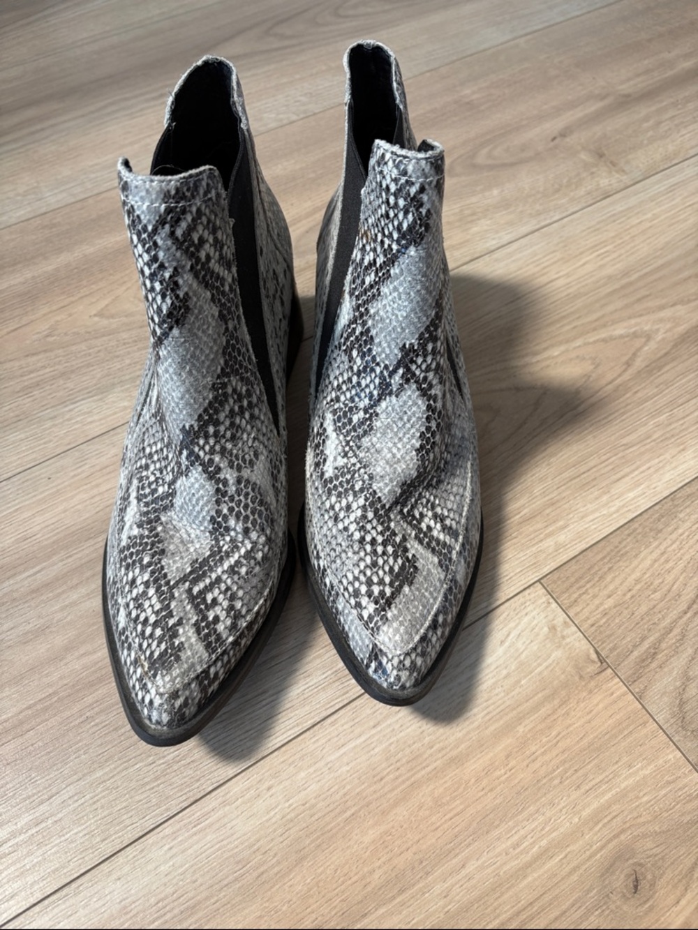 Sol Sana Snakeskin Pointed Ankle Boots